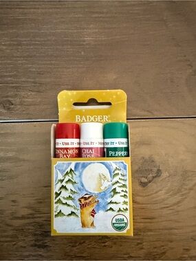 Badger Lip Balm Trio - Red, White, Green